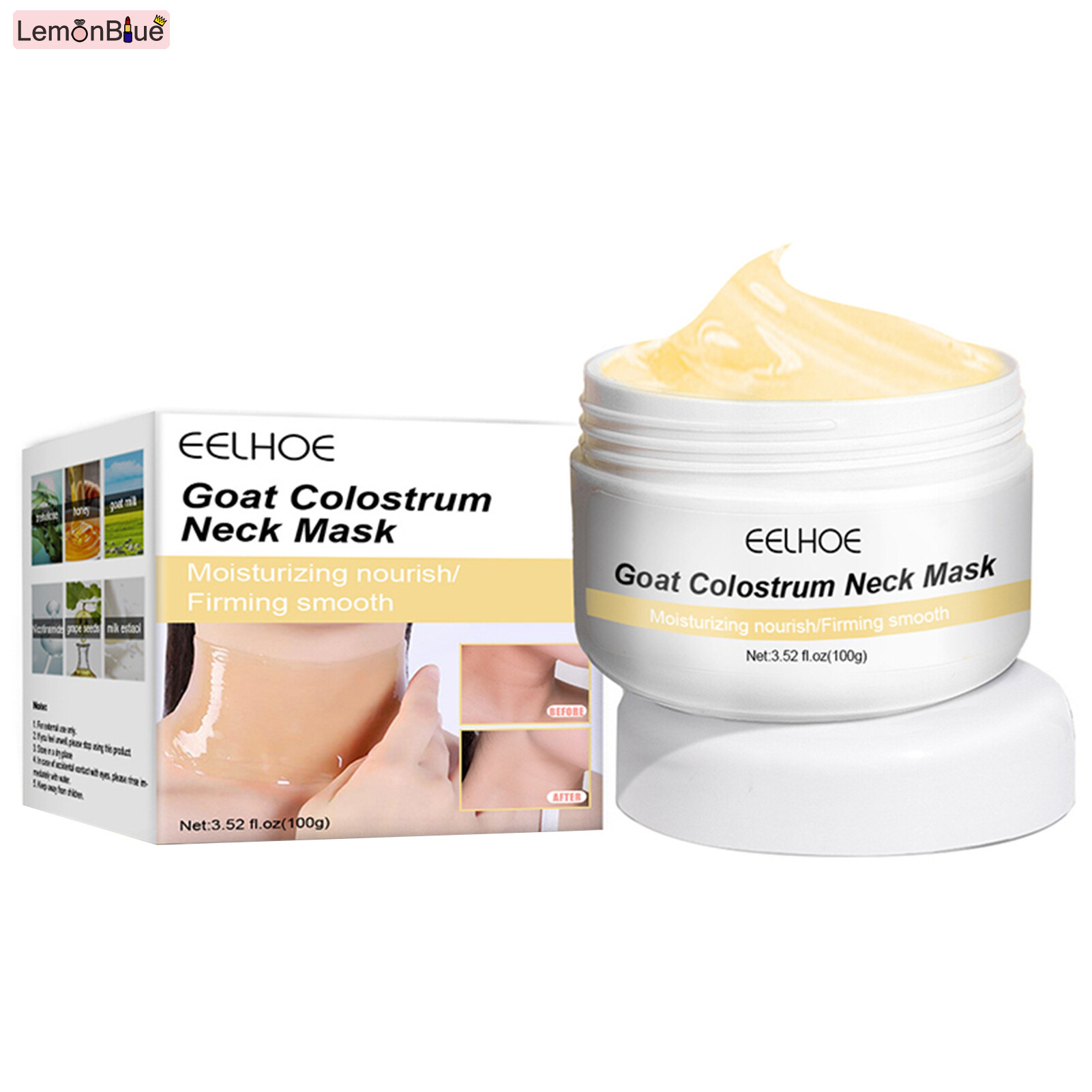 Gambar LemonBlue Goat Milk Neck Moisturizing Gel Peel Off Cream Whitening Firming Lifting Firming Peel Off Cream Whitening Firming Lifting Firming 100g Moisturizing Neck Care Cream Goat Milk Neck Moisturizing Gel