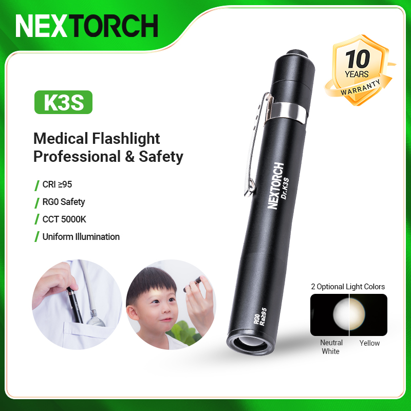 NEXTORCH K3S Professtional Medical LED Penlight Portable Mini Flashlight Rechargeable Pen Light White Light Doctors Light Nursing Students ราคา 390 บาท*ส่งฟรี