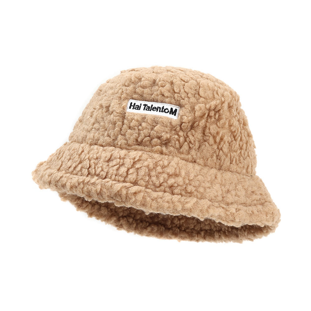【♡Lovely girls house♡】Korean Style Unisex Bucket Hat Graffiti Solid Fishing Fisherman Hat Autumn Winter Lamb Wool Outdoor Warm Panama Cap for Women 2021 - 8