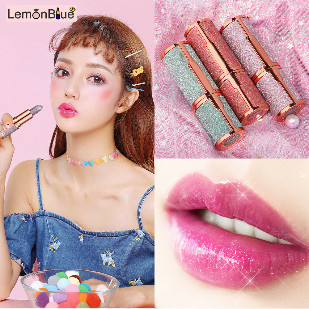 Gambar LemonBlue Moisturizing Lipstick with Changing Color Glitter Lipstick for Daliy Life Travel Long Lasting Non Stick Cup Moisturizing Lipstick 2.5 x 2.5 x 8 cm Suit for Daliy Life Travel with Changing Color Glitter Lipstick Long Lasting Non Stick Cup