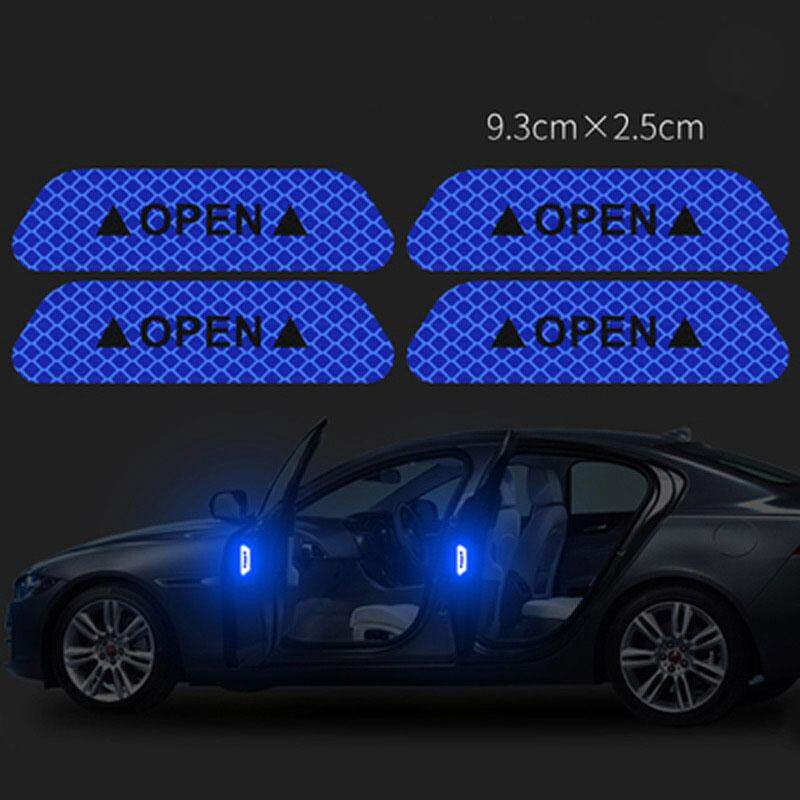 4Pcs Universal Auto Car Door Open Sticker Reflective Tape Safety Warning Decal