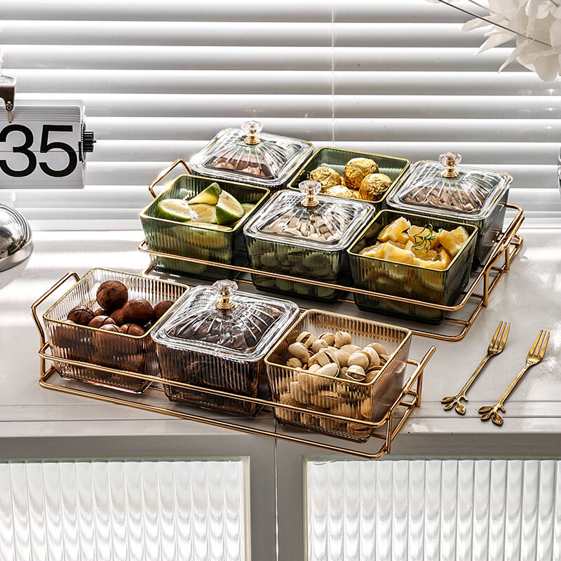 Gambar Light Luxury Fruit Plate Partition Platter Home Living Room Dried Fruit Candy Snack Bar Ktv Nut Snack Plate