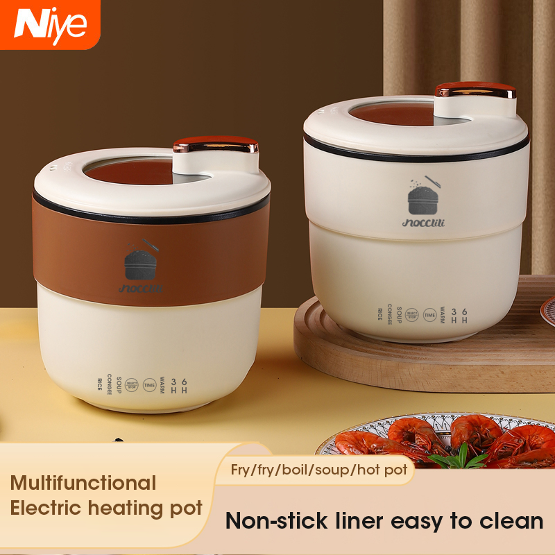 Niye Nồi cơm điện đa năng Nồi hấp miễn phí Nồi cơm điện Nồi lẩu nhỏ chảo không dính 1.8L