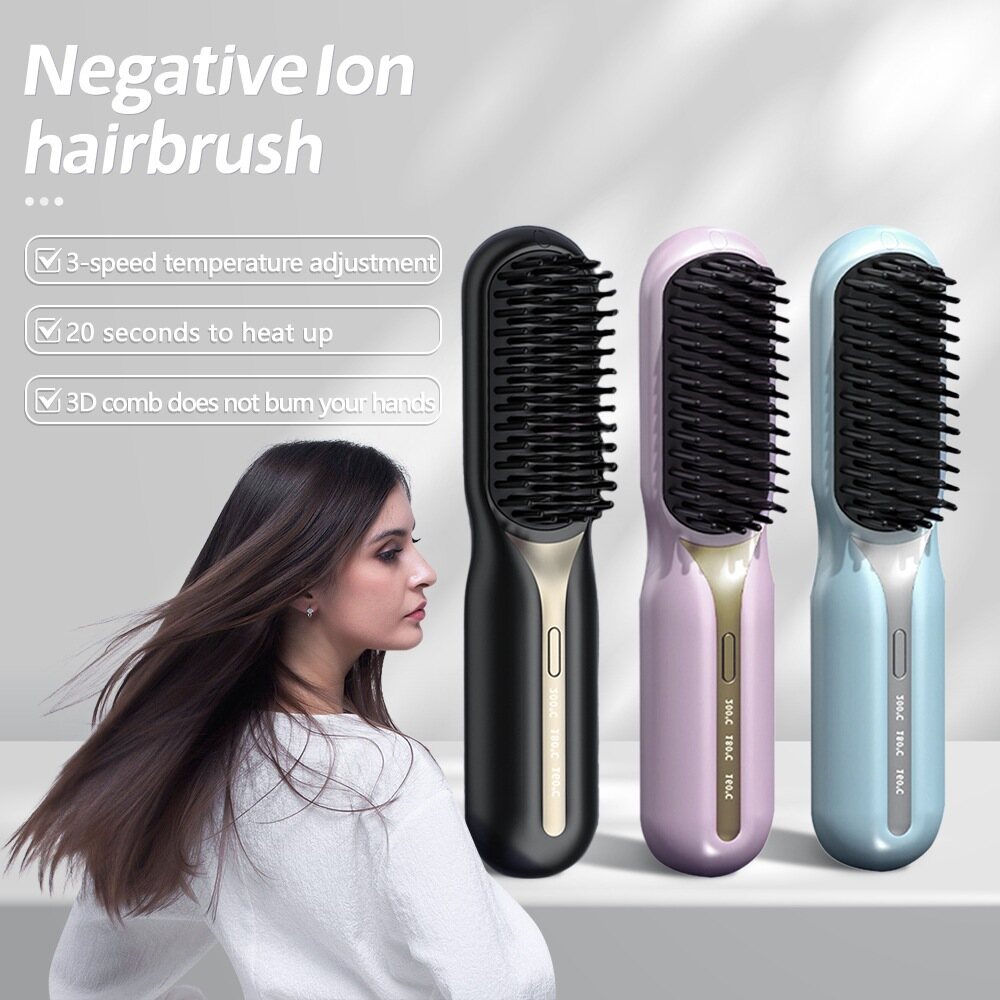Máy duỗi tóc không dây Tóc điện Lược chải thẳng tóc Máy Uốn Xoăn Tóc Lược tạo kiểu tóc có thể sạc qua USB
