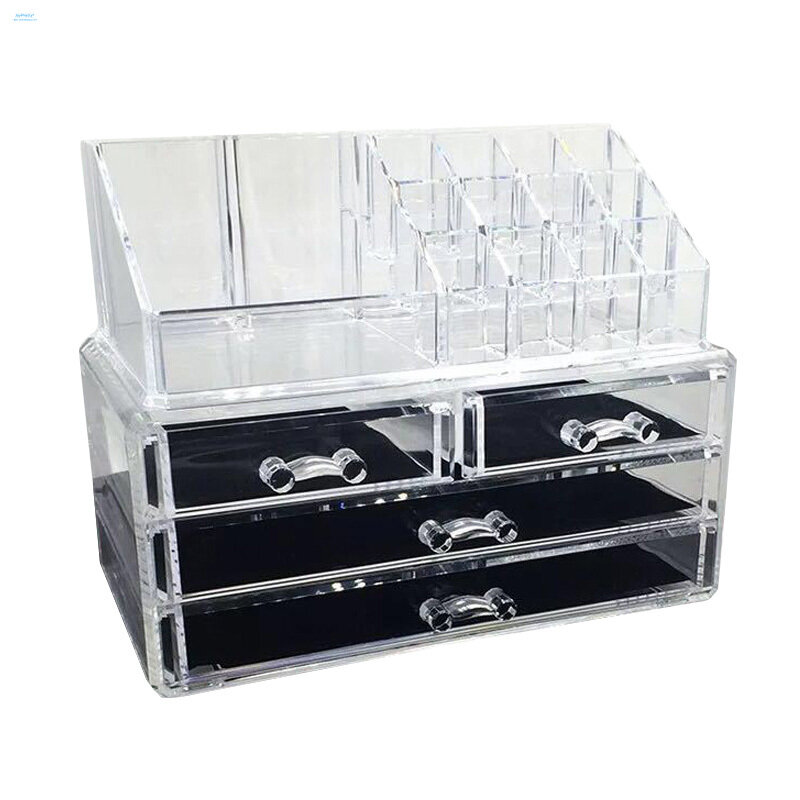 Gambar Makeup Cosmetic Organizer Lipstick Eyeshadow Brushes in One Place Storage Drawers