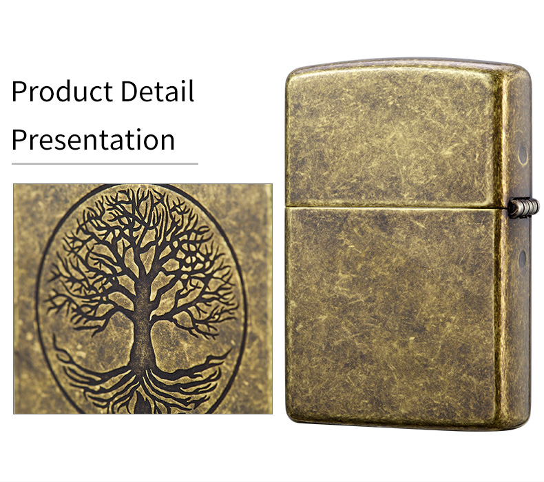 Vintage Zippo Tree Of Life Lighter - Antique Brass Finish, Made In USA