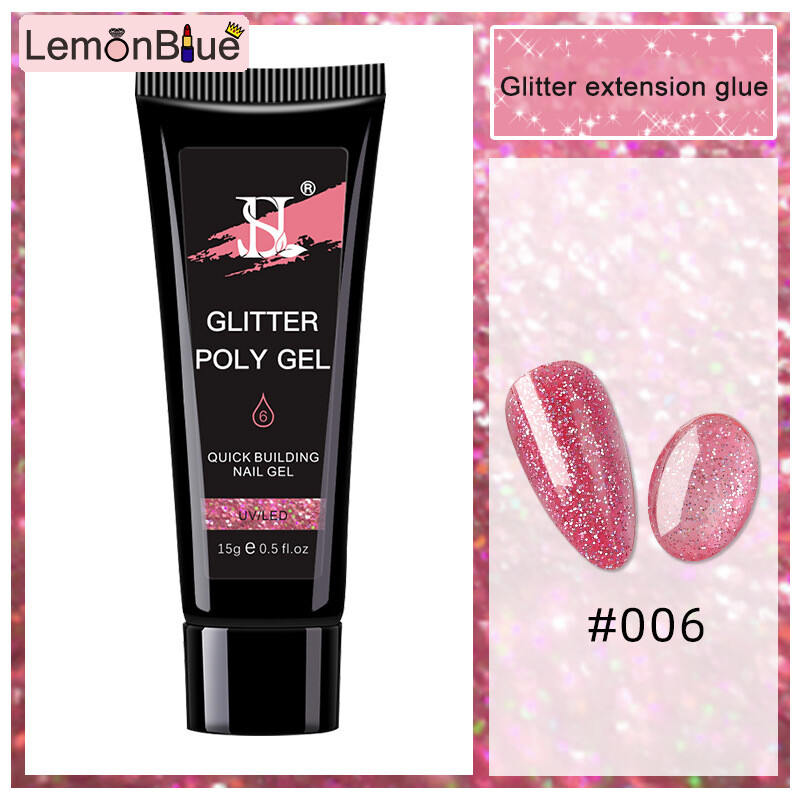 Gambar LemonBlue Sequins Nail Extension Gel Nail Extension Gel Nail Builder Gel Glitter Gel Easy DIY At Home