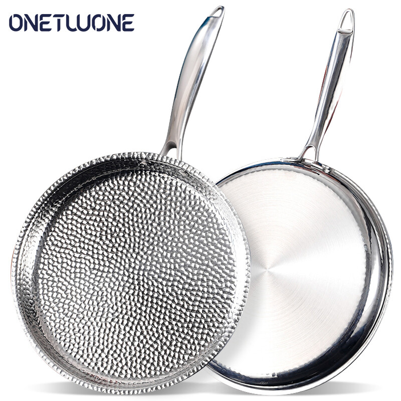 onetwone 304 stainless steel frying pan high quality Flat pan with Hammer pattern Non-stick wok Egg steak stir-fry pan for gas and induction cooker ราคา 1,182 บาท*ส่งฟรี