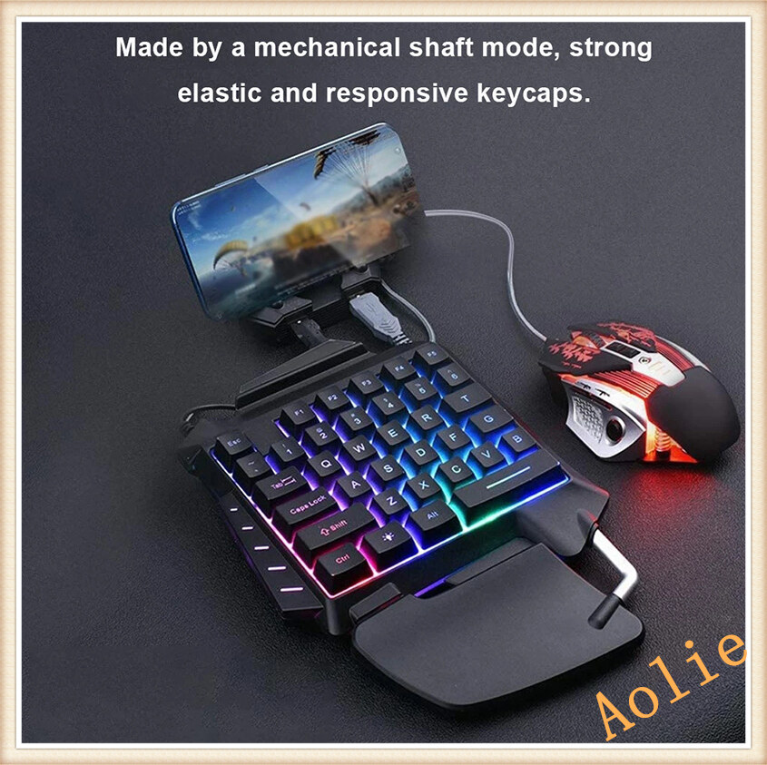 Bàn phím cơ chơi game một tay bàn phím chơi game mini cầm tay có đèn nền rgb