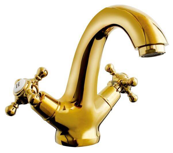 Gambar Packages mailed all copper European modern gold cold hot basin faucet switch
