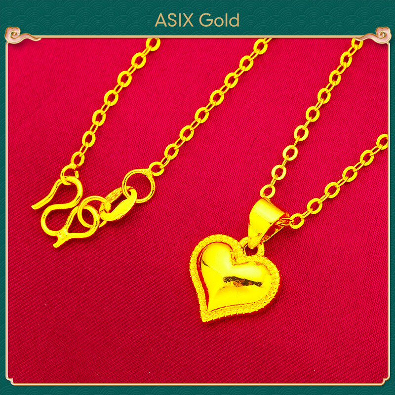 ASIX GOLD Dây Chuyền Mặt Đá Hình Trái Tim Cho Nữ Thời Trang Sang Trọng Mạ Vàng 24K 18K Không Xỉn Màu Không Bong Tróc Không Dị Ứng Quà Tặng May Mắn