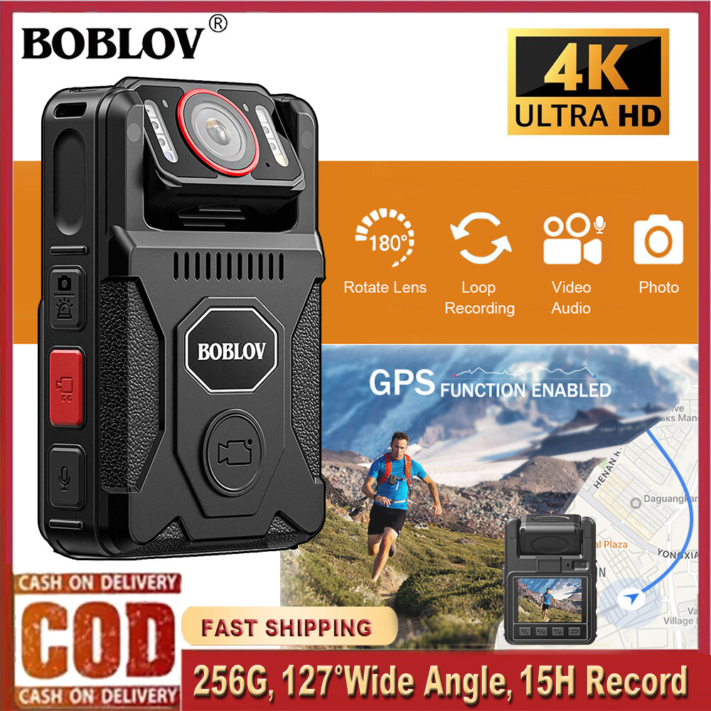BOBLOV M7Pro Body Worn Police Camera with GPS Night Vision BodyCam 4K HD 2196P 256GB 180° Rotatable Lens 15H Video Audio Recorder Body Cameras with USB-C Port and Quick Charging ราคา 3,099 บาท*ส่งฟรี
