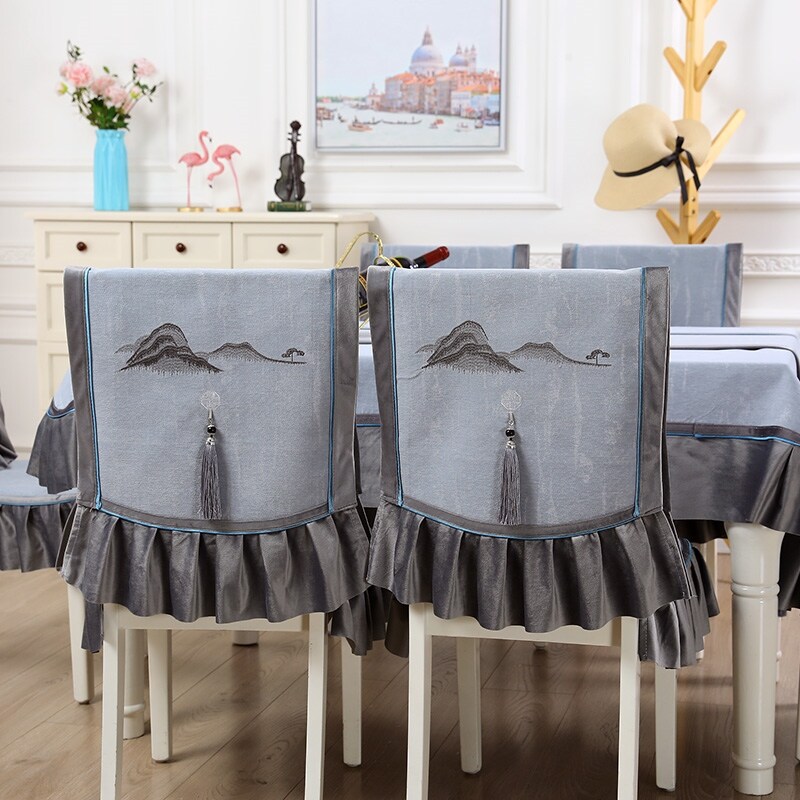 Gambar 2021 new tablecloth modern new Chinese style tablecloth rectangular table cloth chair cover cover chair set table flag classical