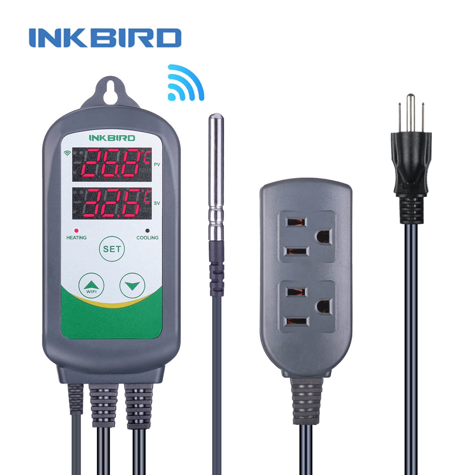 INKBIRD ITC-308-WIFI Temperature Controller Thermostat With US Socket&PLUG 110V-240V for Incubator,Greenhouse,Boiling,Warm Floor ราคา 1,179 บาท*ส่งฟรี