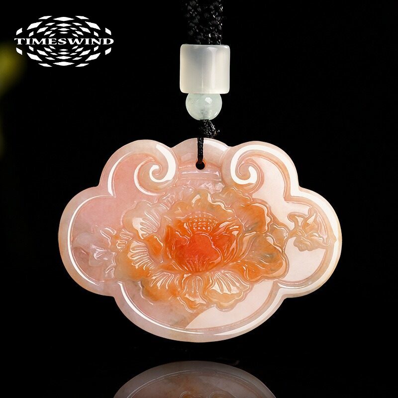 TIMESWIND Natural Myanmar A-grade Jade Red Ruyi Peony Pendant for Women with Certificate ราคา 1,731 บาท*ส่งฟรี