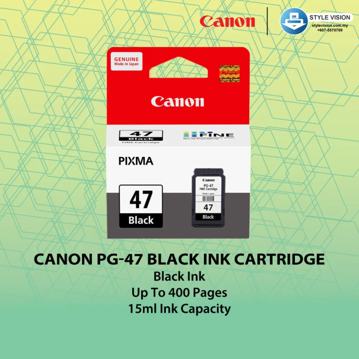 pg 47 cartridge ink capacity