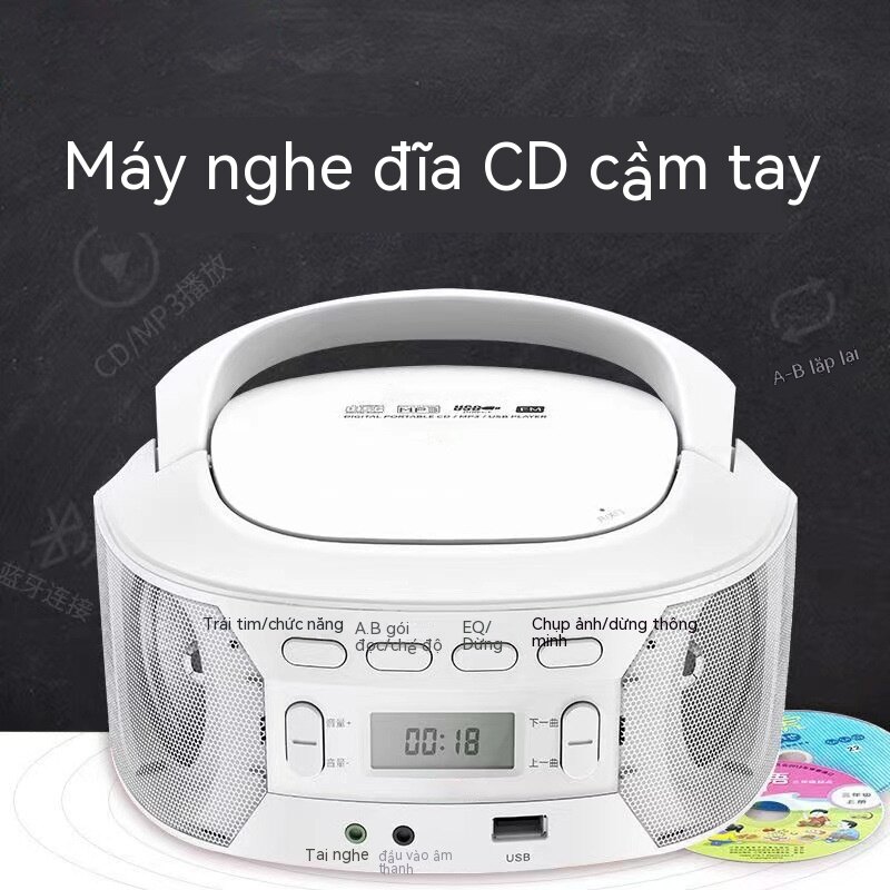  Xách tay CD MP3 Máy nghe nhạc FM Đài phát thanh Chức năng phụ trợ U đĩa Tiếng Anh đĩa thiết bị học tập lặp đi lặp lại 