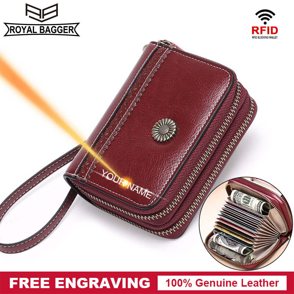 Ví Da Bò Thật Royal Bagger Cho Nữ, Ví Ngắn RFID, Sức Chứa Lớn, Ví Cầm Tay, Đa Chức Năng, Dùng Hàng Ngày, Nhiều Thẻ, Có Vị Trí