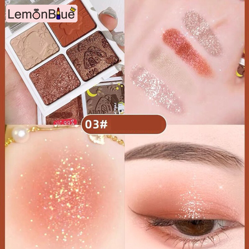 Gambar 4 Colors Eyeshadow Palette Non Flying High Color Rendering Transparent Eyeshadow Palette 4 Colors Makeup Non Flying High Color Rendering Square Transparent Acrylic Cute