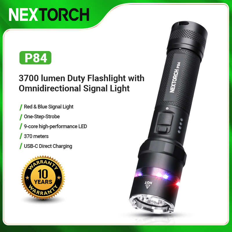 NEXTORCH P84 Duty Flashlight with Omnidirectional Signal Light LED Police Flashlight 3700 High Lumens Rechargeable Flashlight ราคา 3,250 บาท*ส่งฟรี