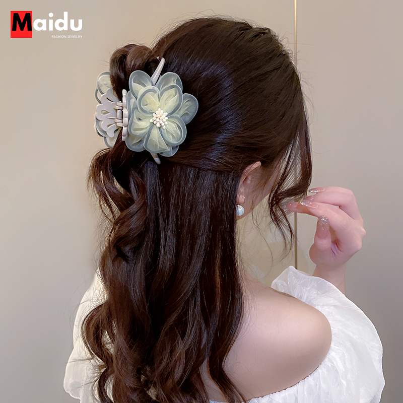 Maidu trang sức kẹp tóc ngọc trai hoa trà cho nữ kẹp tóc hình cá mập hoa mới nhất kẹp tóc nữ