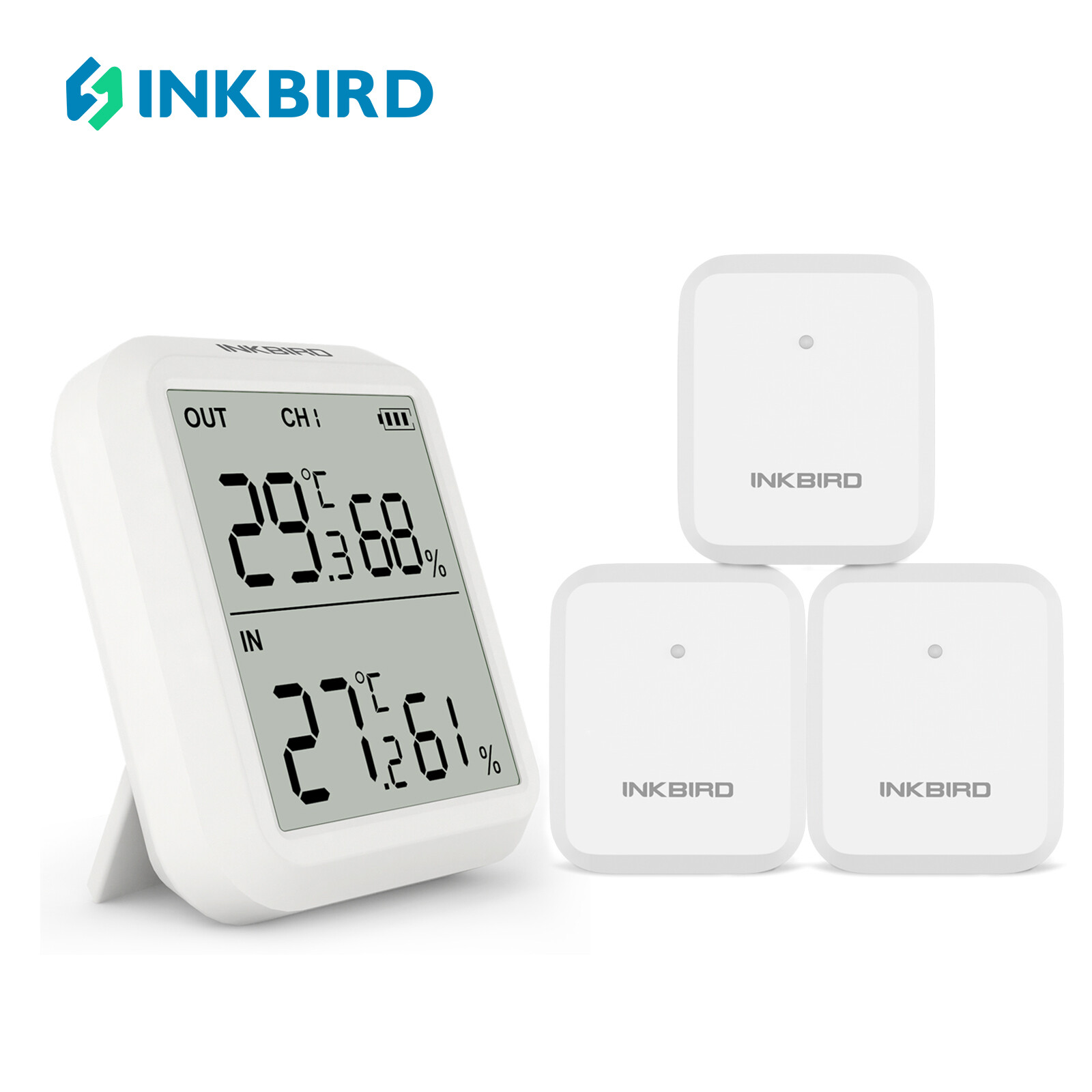 Máy đo độ ẩm kỹ thuật số Inkbird ITH-20R, Màn hình từ xa khoảng cách truyền 300M, Máy đo độ ẩm với màn hình nhiệt độ chính xác, đi kèm với 3 máy đo nhiệt độ cho Nhà, Nhà bếp, Phòng trẻ nhỏ, Sân trong, Nhà hàng bia và Địa điểm công cộng