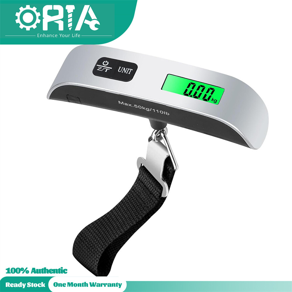 ORIA Digital Luggage Scale, Portable Luggage Weight Scale for Travel, 110LB/50KG Suitcase Weighing Scale with LCD Backlit Screen, Tare, Temperature Measurement Function Silver ราคา 164 บาท*ส่งฟรี