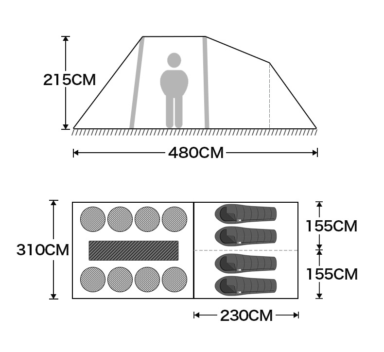 CAMELCROWN 4-5 persons Inflatable Travel Resident Tent Outdoor Selfdriving Rainproof Windproof Camping Two-room And One-Hall Multi-Person Tent