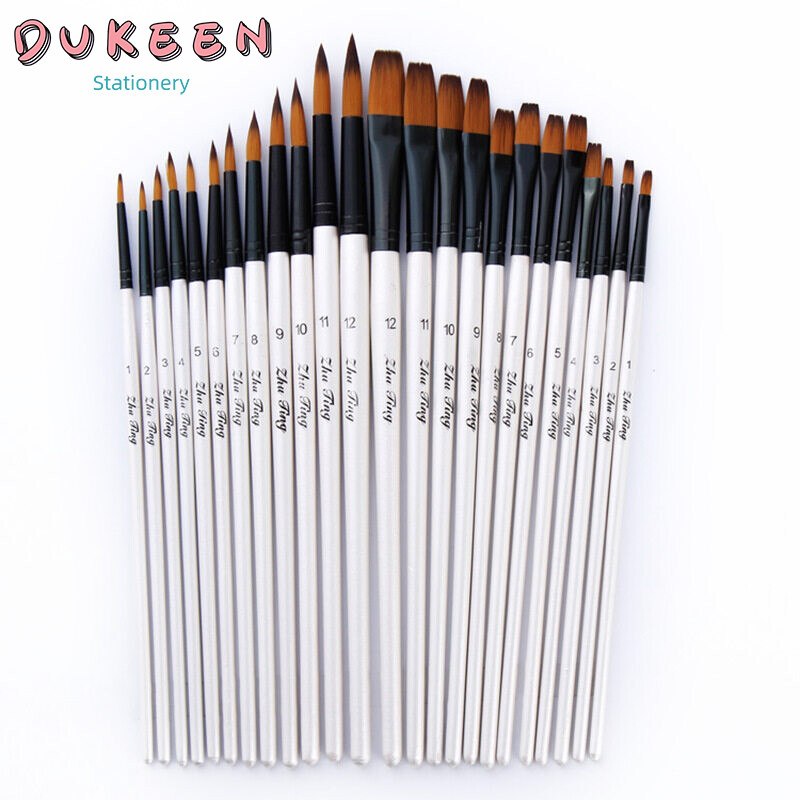 12 Cái/Bộ Nylon Tóc Màu Nước Sơn Brush Pen Set Cho Học Tập DIY Tay Cầm Bằng Gỗ Sơn Dầu Acrylic Vẽ Nghệ Thuật Brushes Nguồn Cung Cấp