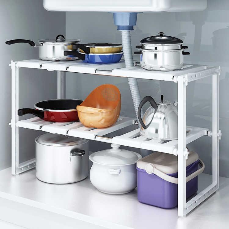 Retractable Sink Shelf Kitchen Rack Under Counter Cabinet Storage Rack Kitchen Supplies Pot Rack Bowl Rack Storage Rack Lazada Singapore