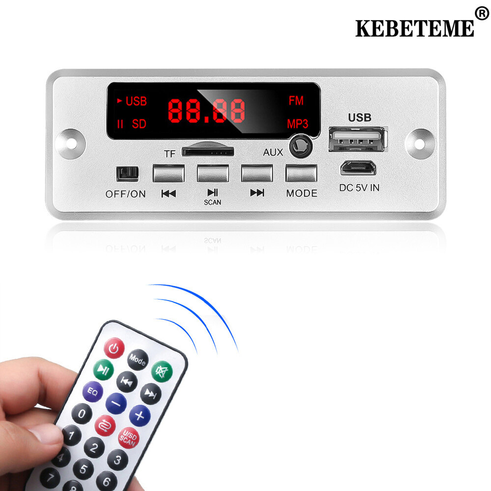 Kebeteme bộ khuếch đại 12v/50w bảng giải mã máy nghe nhạc mp3 bluetooth 5.0 mô-đun radio fm xe hơi 5v-12v hỗ trợ tf usb aux ghi âm cuộc gọi rảnh tay