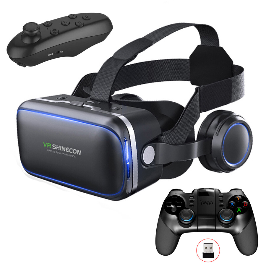 Shinecon 6.0 casque VR Kính thực tế ảo 3D kính Mũ bảo hiểm có tai nghe cho điện thoại thông minh Điện thoại thông minh viar Ống nhòm trò chơi video