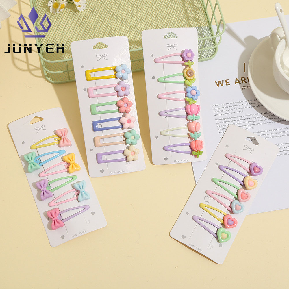 Candy Color Hair Clip Set Kids Girl Cartoon Tulip Bow Flower Bangs Clip Hair Pins Baby Cute Barrette Headdress ราคา 25 บาท*ส่งฟรี