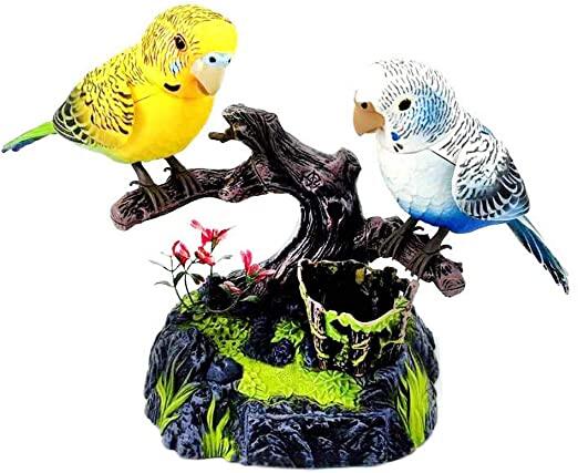 Singing & Chirping Bird in Stump Sound Activated Battery Operated Birds Toys 