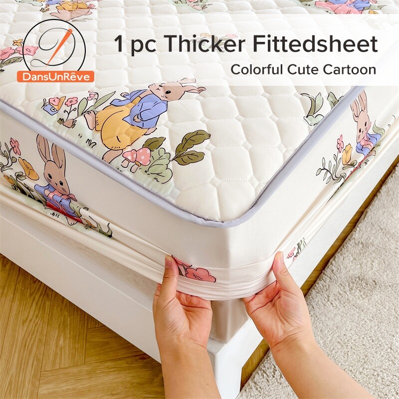 Dansunreve Thicken Fittedsheet Cartoon Cute Fitted Bedsheet Bedsheet Queen size Thicker Mattress Protector ราคา 199 บาท*ส่งฟรี