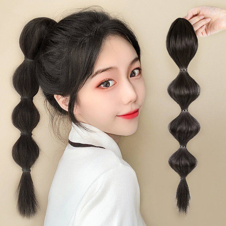 Tóc đuôi ngựa giả kiểu cột dây tóc giả buộc đuôi ngựa tóc đuôi ngựa cao chân thực tự nhiên bong bóng
