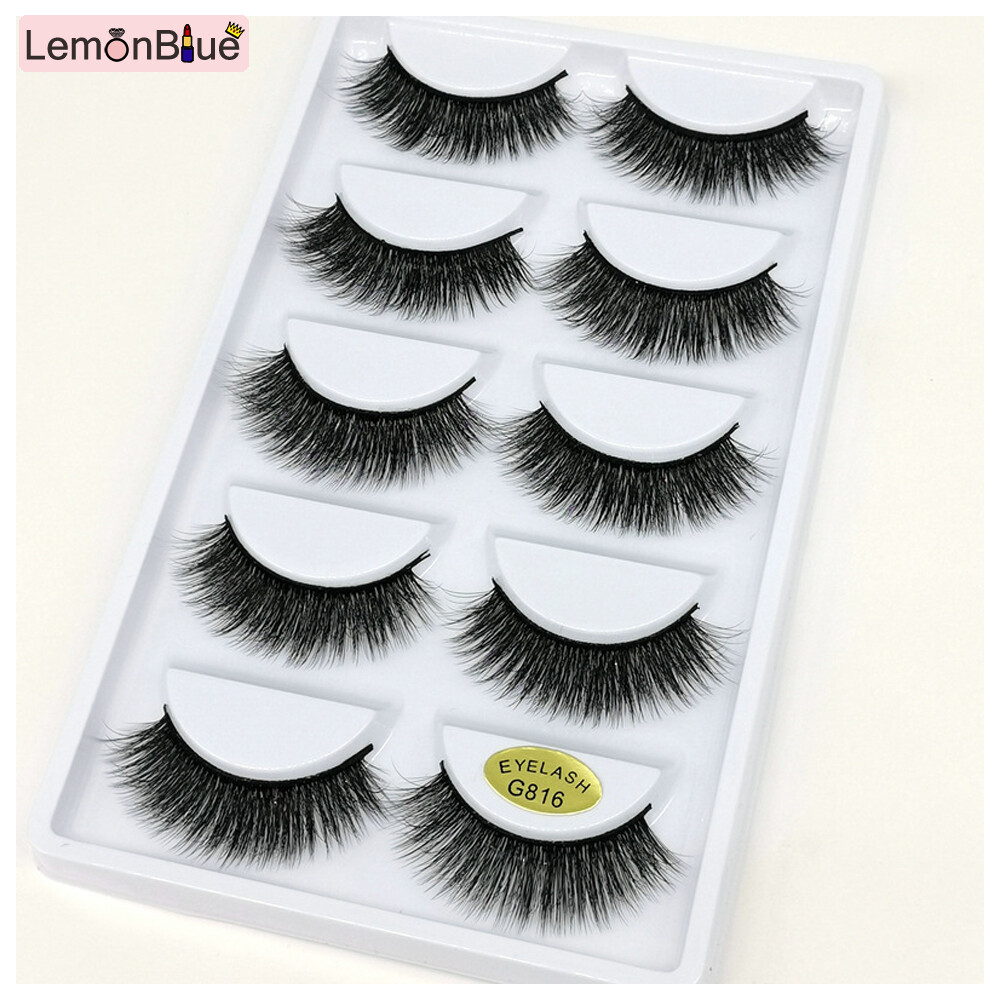 Gambar LemonBlue 5 Pairs 3D Natural Eyelash Extensions Professional Beauty False Eyelashes Extension Lashes High Quality Eyelashes Easy to Use Fluffy Extension Lashes Beauty Salon Supplies