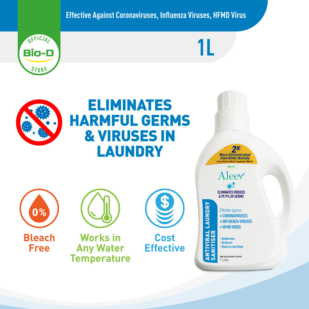 Gambar Bio D Aleev Antiviral Laundry Sanitiser (Spring Garden Scent)