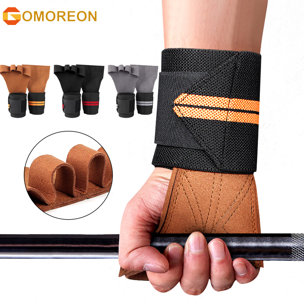 1 cặp nâng tạ gym găng tay tập luyện hỗ trợ bọc cổ tay, đồ bảo vệ cả lòng bàn tay, dành cho cử tạ, tập luyện, thể hình