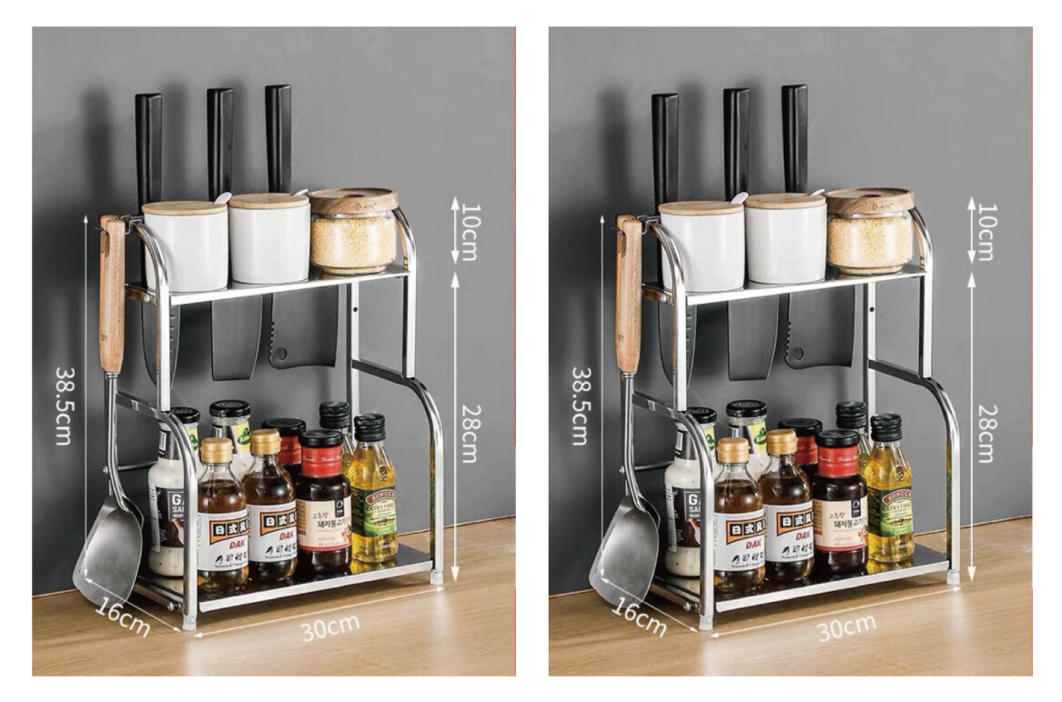 Gambar Seasoning Rack Stainless Steel ? PROMOTION ? Salt Soy Sauce Pepper Powder Kitchen Storage Organizer Bottle Knife Rail