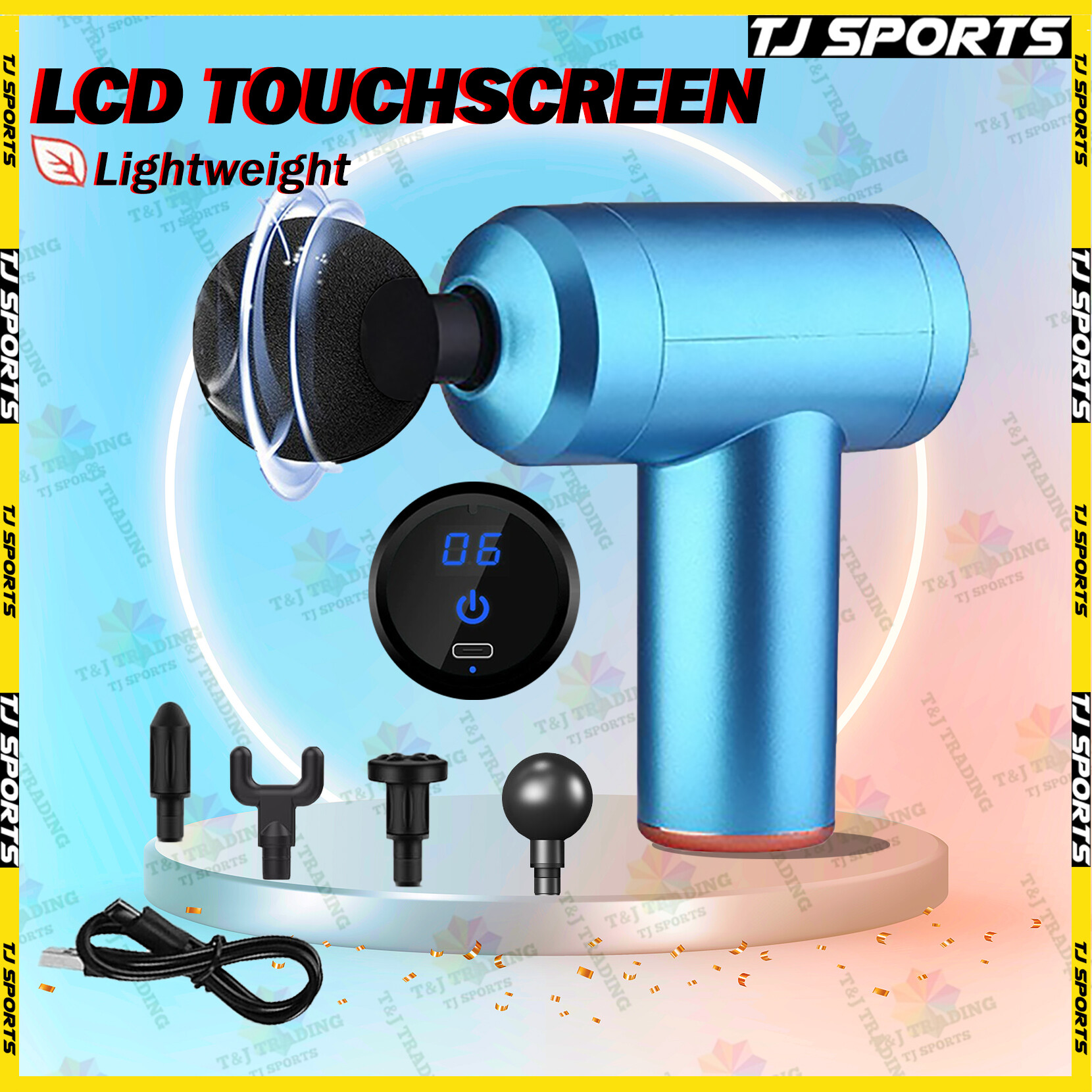 Gambar TJ Sports Massage Gun Deep Tissue Percussion Massager for Pain Relief, Portable Body Relaxation Electric Muscle Massage Fascia Gun ???