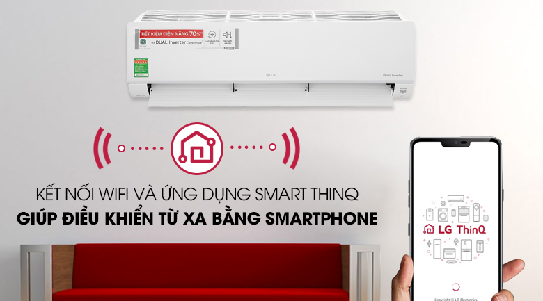 Máy lạnh LG Inverter 2 HP V18API1- Điều khiển bằng điện thoại