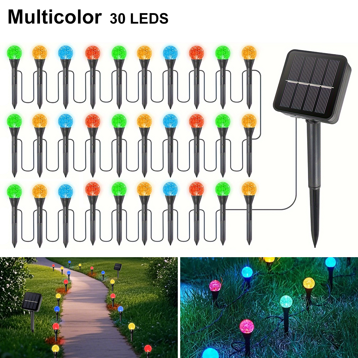 Đèn đường năng lượng mặt trời chiếu sáng ngoài trời đèn dây đèn LED chống nước đèn cổ tích đèn phù hợp cho vườn cắm trại bãi cỏ đèn trang trí Giáng sinh