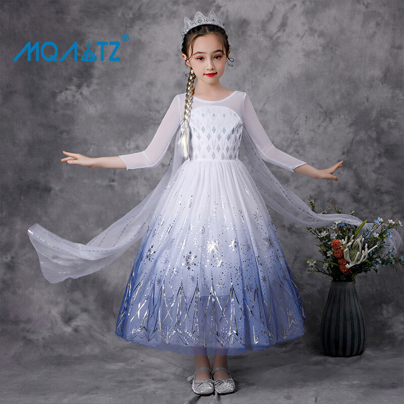 MQATZ Váy Bé Gái Anna Elsa Quần Áo Trẻ Em In Hình Bông Tuyết Trang Phục