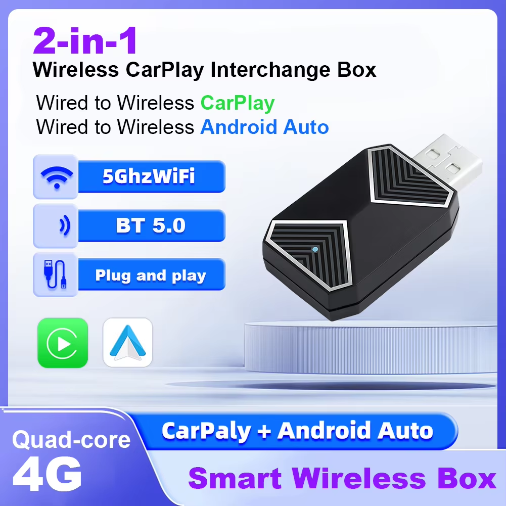 2 in1 Wireless CarPlay Box Wireless Android Auto Box For Car Radio with Wired CarPlay Mini Box Dongle Wired To Wireless For Benz Audi Toyota Mazda Nissan Chevrolet Suzuki Kia Ford Etc ราคา 459 บาท*ส่งฟรี
