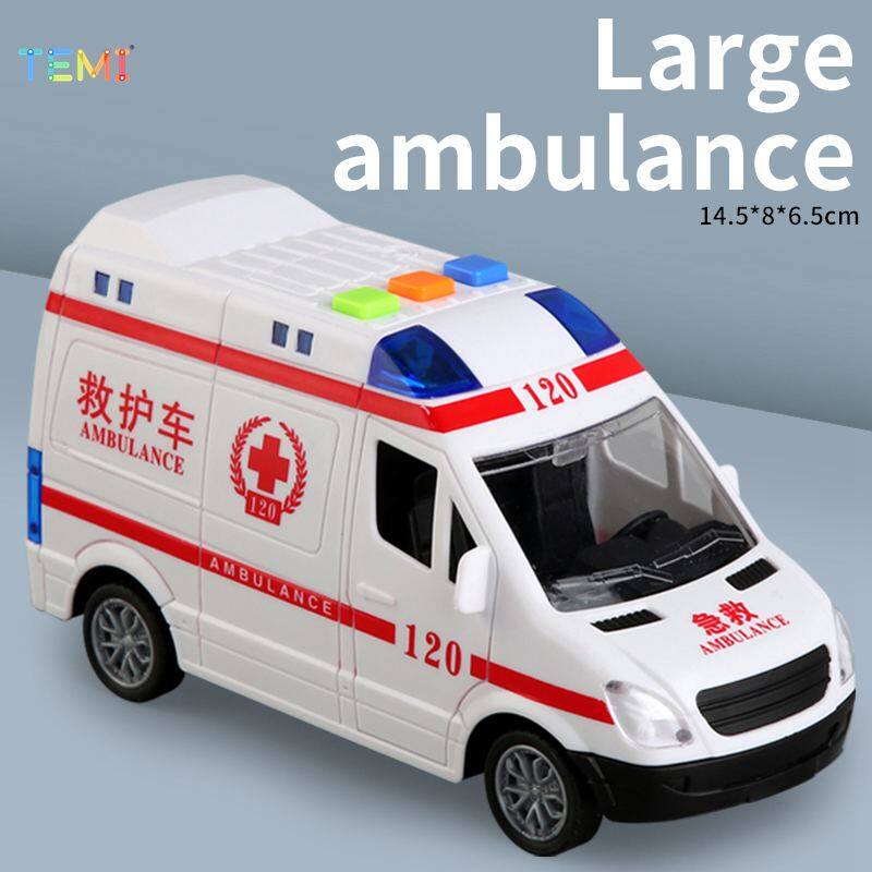 TEMI ambulance Police Car 120 metal alloy toy car model die-casting car boy and child simulation sound and light effect toy - 4
