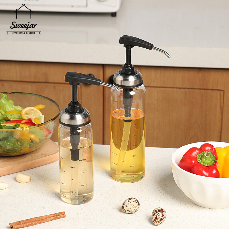 Gambar SWEEJAR High Borosilicate Glass Seasoning Bottle Squeeze Head Sealed Oleic Vinegar Dispenser 500ml
