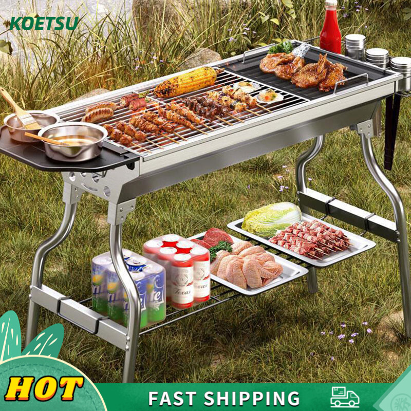 KOETSU【COD】🏕️Bếp Nướng Thịt Nướng Gia Đình Thương Mại Than Không Khói Nướng Gấp Cắm Trại Di Động Nướng Đa Năng Làm Nóng Không Khói Bếp