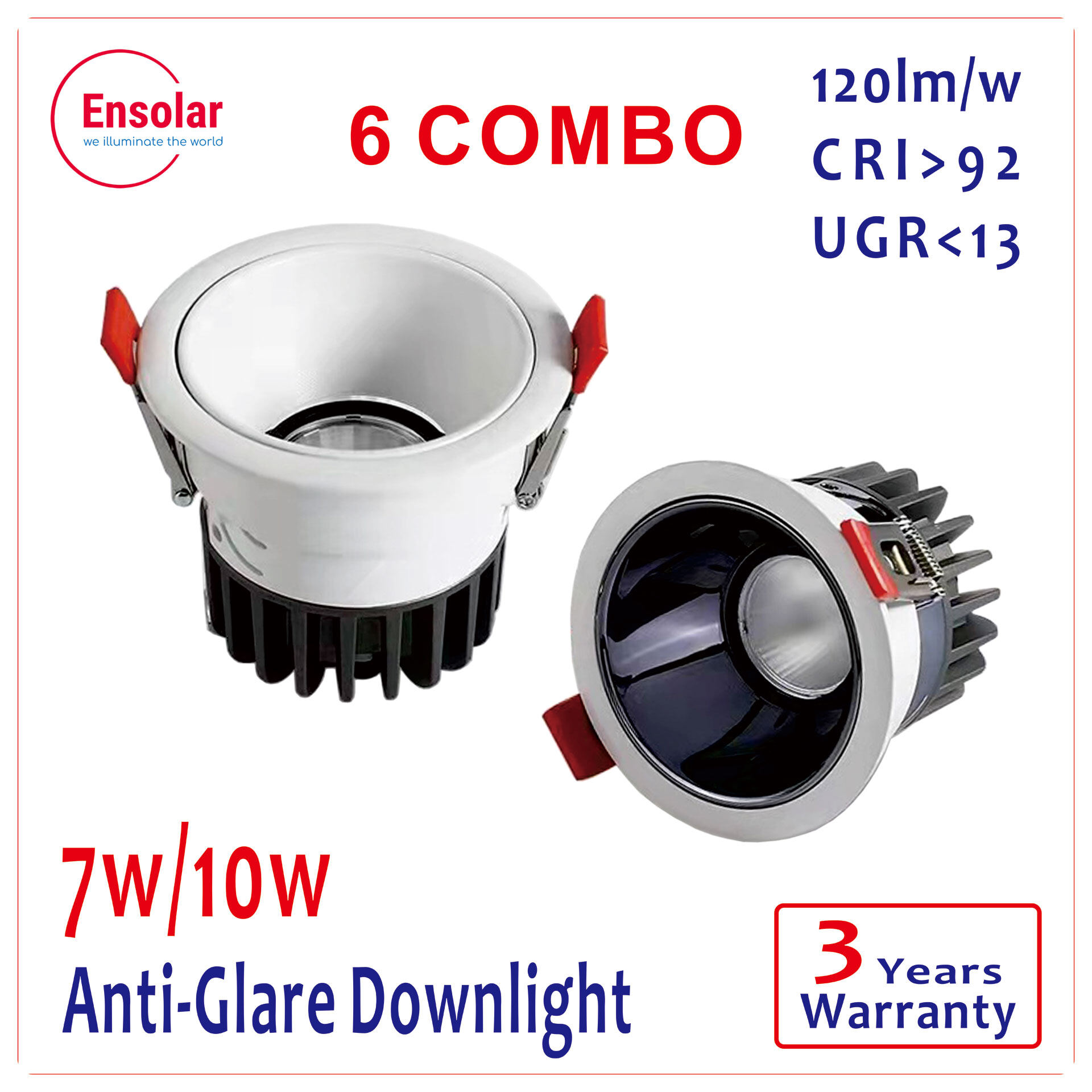 Ensolar 6 cái đèn âm trần 7w 10w cob chống led sáng nhãn cầu đèn âm trần đèn âm trần đèn trần