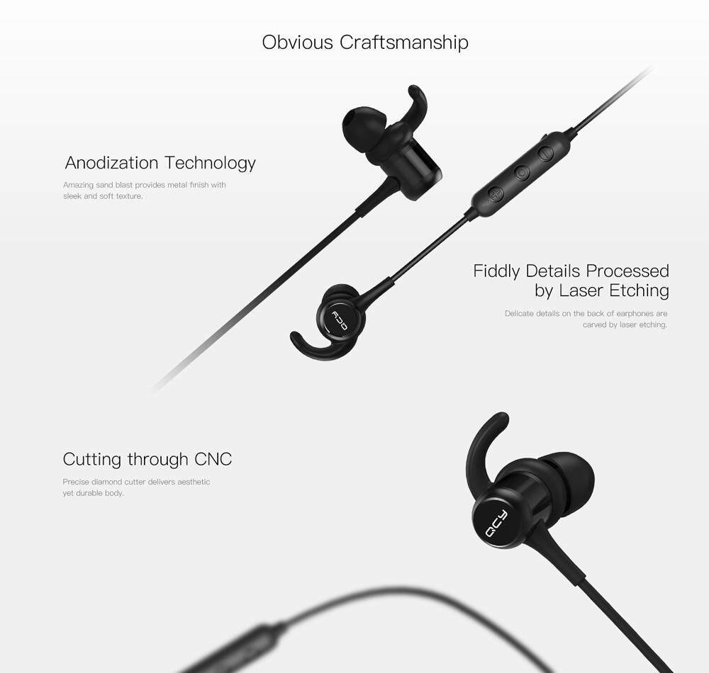 QCY M1C Bluetooth Earphones Wireless Magnetic Buds- Black